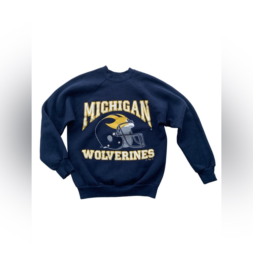Vintage 80s Medium Michigan Wolverines Football Crewneck Sweatshirt USA Made